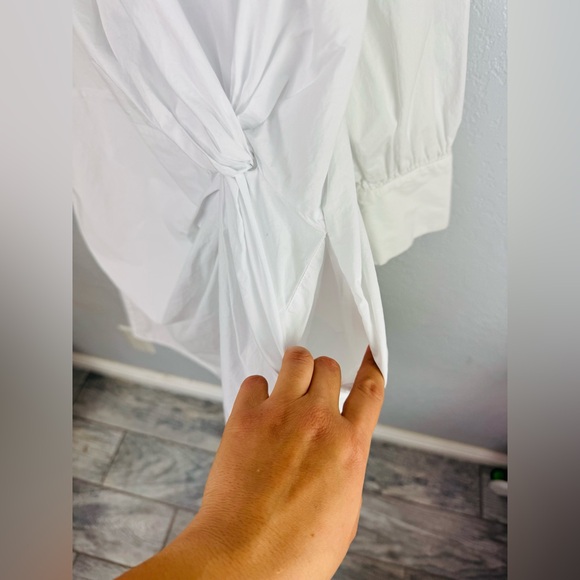 Anine Bing White Long Sleeve Button Down White T Shirt Front Twist Dress - Picture 9 of 11